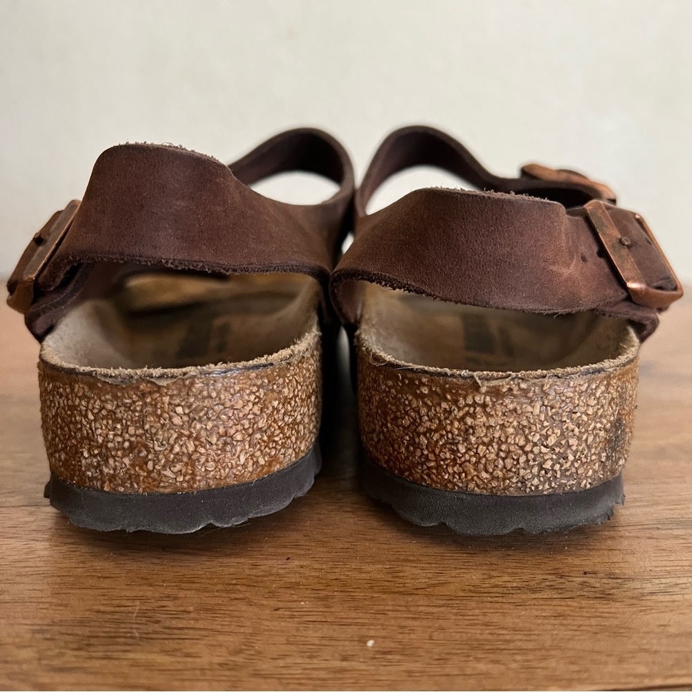 Birkenstock Milano Oiled Leather Habana Sandals Size 7-7.5 Wide - Picture 8 of 16